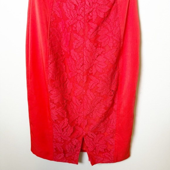 Reiss Lace Fit Red Orange Cocktail Dress Size 2 - Picture 9 of 12